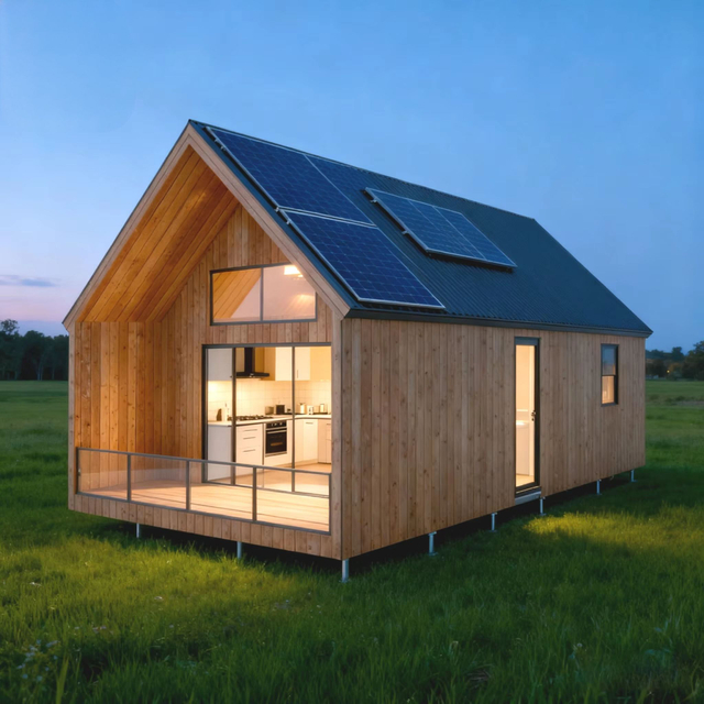 Vorgefertigtes modernes Gartengeb&auml;ude, Mini-Tiny-Haus, Villa aus hellem Stahl, luxuri&ouml;ser Stil mit K&uuml;che und Bad.