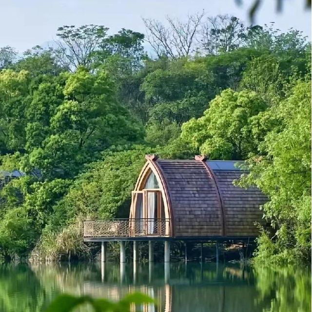 Casas-barco de turismo cultural criativo e casas de madeira para hot&eacute;is com jardim Resort Villas feitas de madeira maci&ccedil;a de pinho