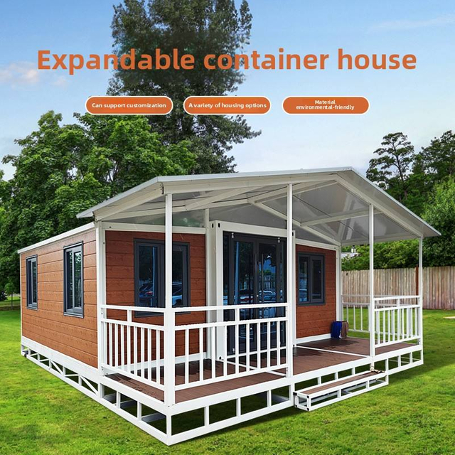 Casa de cont&ecirc;iner m&oacute;vel expans&iacute;vel dobr&aacute;vel de asa dupla com tr&ecirc;s quartos, uma sala de estar, um banheiro, cozinha para uso ao ar livre